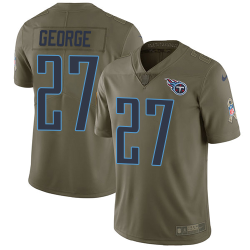 Nike Titans #27 Eddie George Olive Men's Stitched NFL Limited Salute to Service Jersey